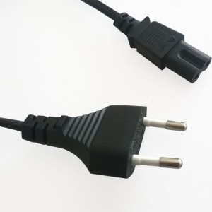 China OEM China EU Power Cable 2 Pin 2.5A 250V VDE Approval C7 Connector Euro Power Plug EU Power Cord