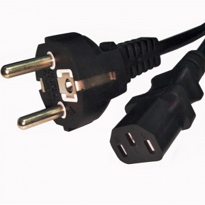 VDE Certified 16A 250V Male to European Schuko Cee 7/7 Plug Female to C13 Power Cord