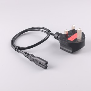 UK BS1363 Plug to IEC C7 Power Cord